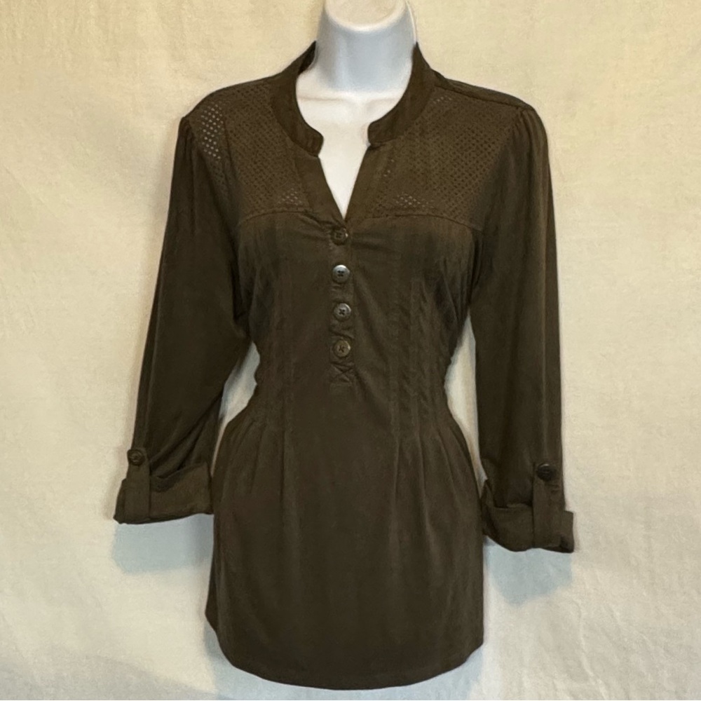 C-80 New Directions‎ Brown 1/2 Sleeve Pullover Blouse Size L